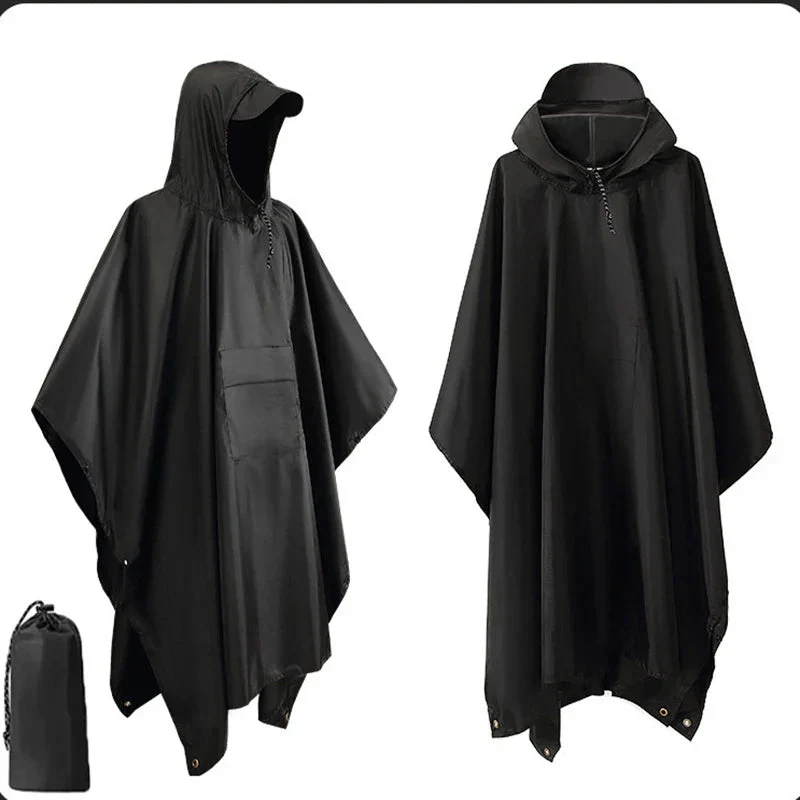 3-in-1 Outdoor Rain Poncho | Waterproof & Windproof Hooded | Ripstop Nylon | Compact Packable - Image 12