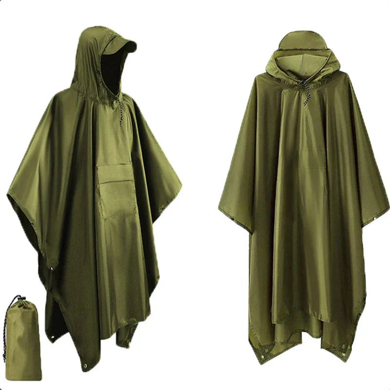 3-in-1 Outdoor Rain Poncho | Waterproof & Windproof Hooded | Ripstop Nylon | Compact Packable - Image 13
