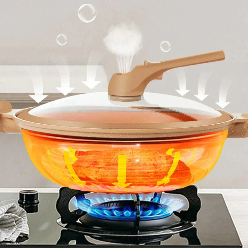QuickCook Wok Pan - Clay Pot Micro Pressure Multi-Function Frying Pan with Non-Stick Coating - Image 3
