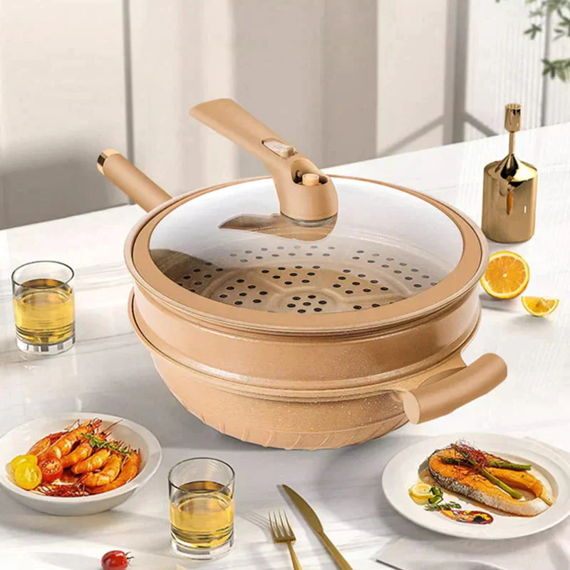 QuickCook Wok Pan - Clay Pot Micro Pressure Multi-Function Frying Pan with Non-Stick Coating - Image 5