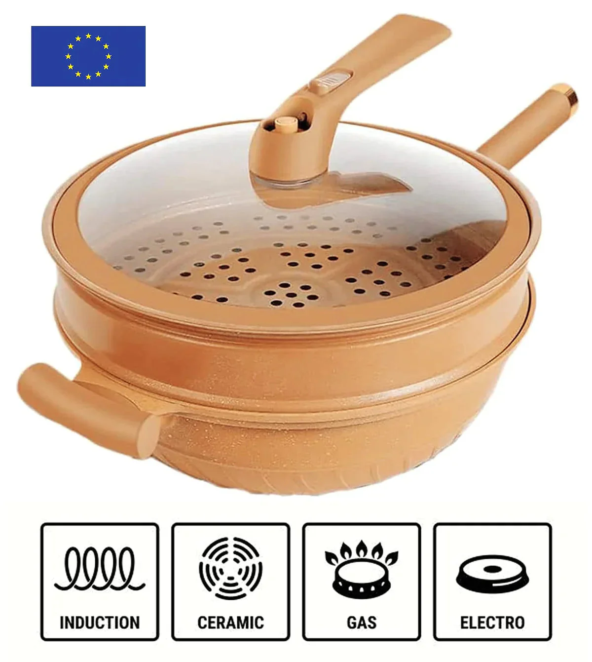 QuickCook Wok Pan - Clay Pot Micro Pressure Multi-Function Frying Pan with Non-Stick Coating - Image 7