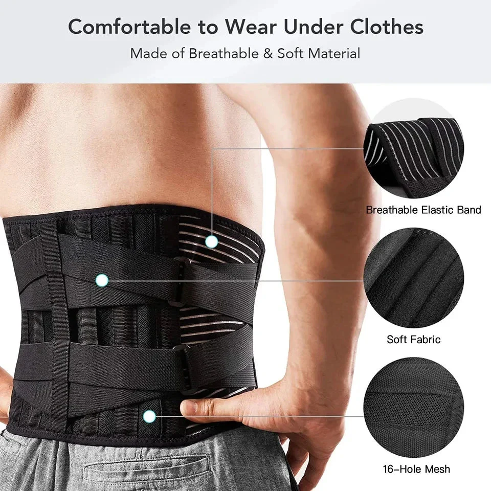 Back Support Belt | 360° Lumbar Stabilization | Memory Aluminum Rods & Steel Springs - Image 2