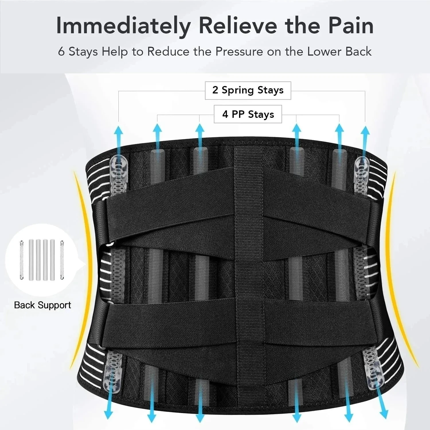Back Support Belt | 360° Lumbar Stabilization | Memory Aluminum Rods & Steel Springs - Image 3