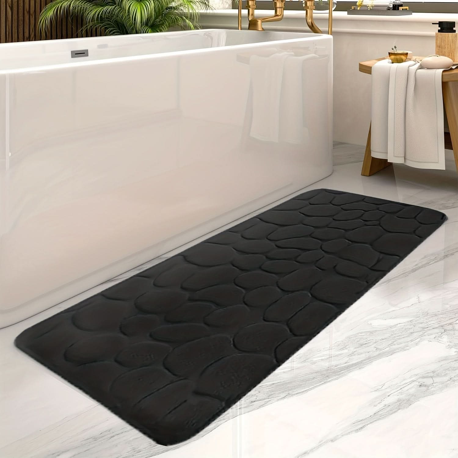Bathroom Mat | Extra-Large 19.7x47.2 in | Absorbent Fabric & Machine Washable | Non-Slip Backing - Image 2