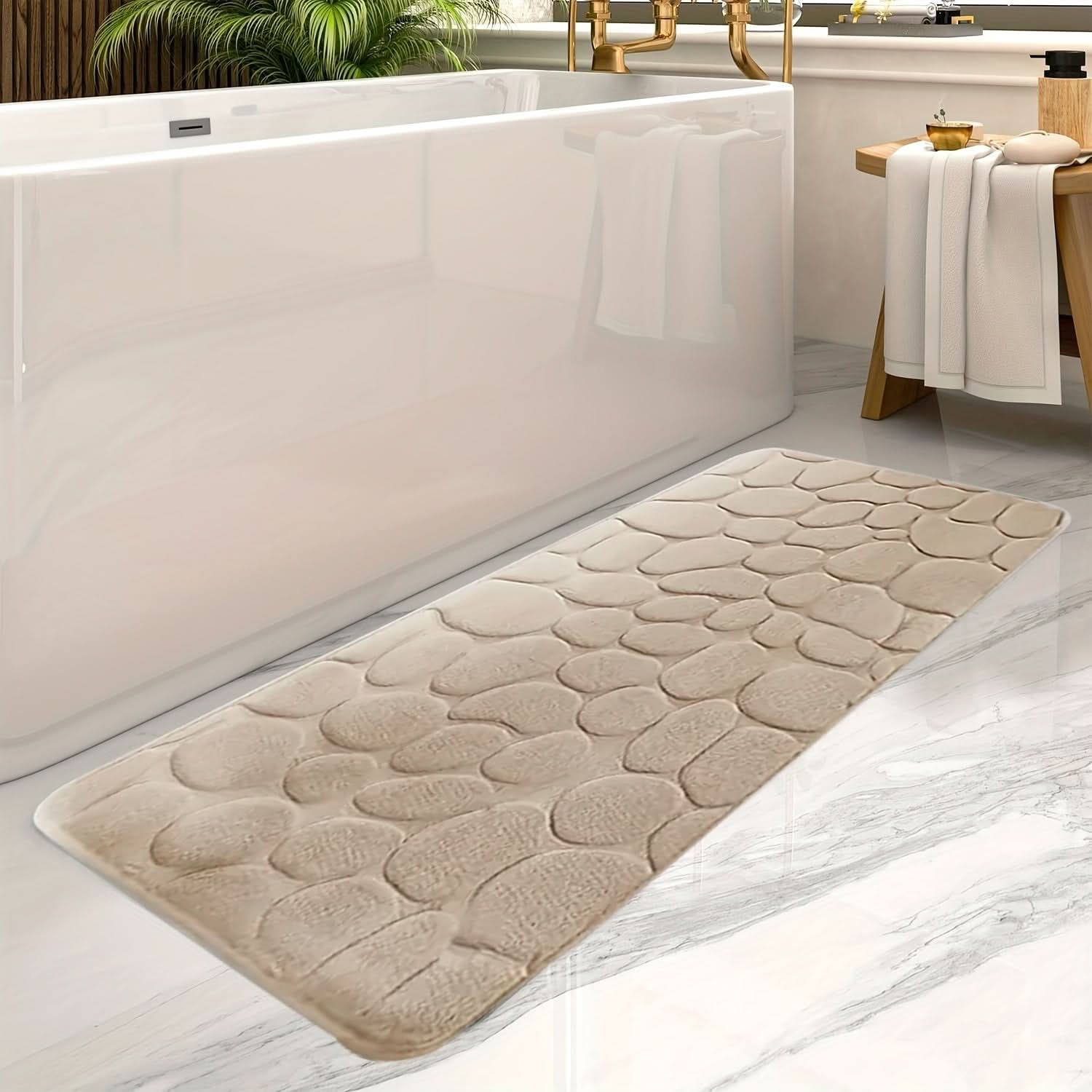 Bathroom Mat | Extra-Large 19.7x47.2 in | Absorbent Fabric & Machine Washable | Non-Slip Backing - Image 3