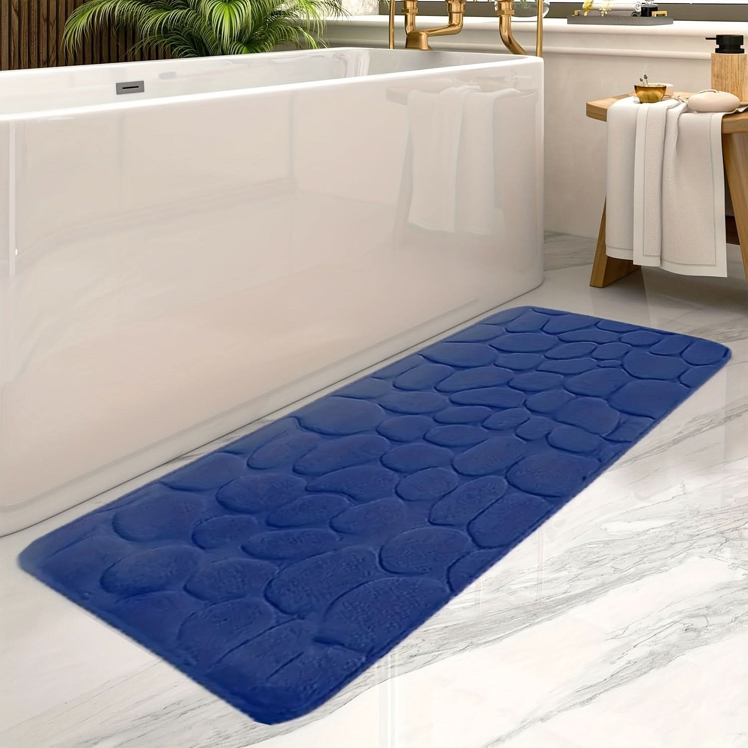 Bathroom Mat | Extra-Large 19.7x47.2 in | Absorbent Fabric & Machine Washable | Non-Slip Backing - Image 4