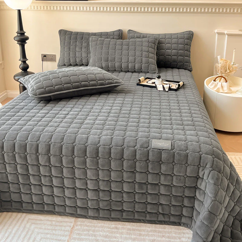 Bettüberwurf | Weiches Quadratstruktur-Design | Luxusweicher Stoff | Ganzjahreskomfort