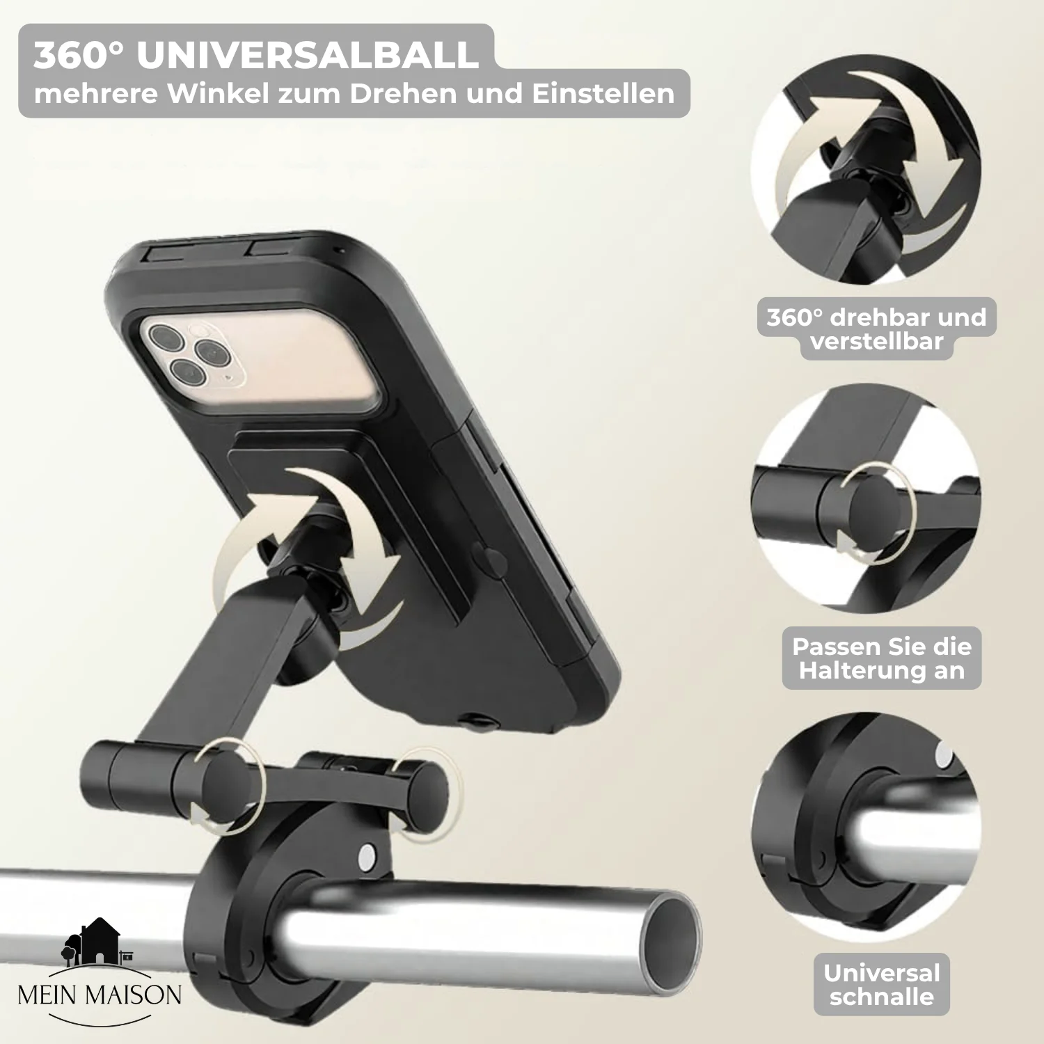 Bike & Motorcycle Phone Mount | 360° Rotation & Quick-Release | Fits Phones up to 6.5 in - Image 3
