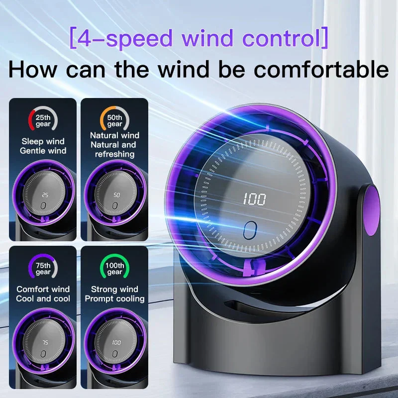 Bladeless Desktop Fan | 100 Speed Levels | USB Powered & Portable | Whisper-Quiet - Image 6