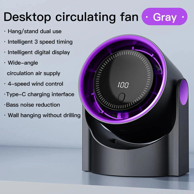 Bladeless Desktop Fan | 100 Speed Levels | USB Powered & Portable | Whisper-Quiet - Image 8