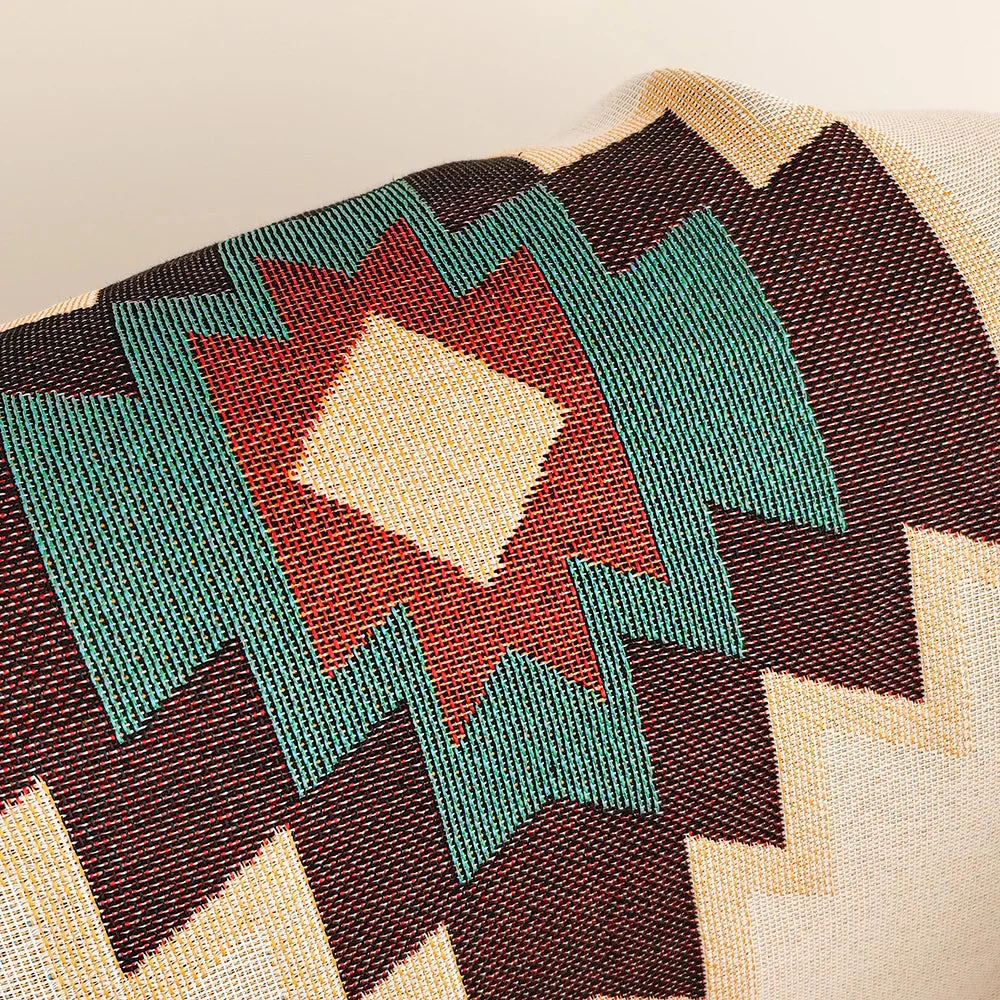 Boho Aztec Blanket | Southwestern Pattern with Fringes | Cotton Blend | Versatile Sofa & Bed Throw - Image 2
