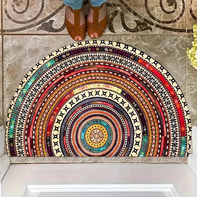 Boho Half-Moon Doormat | Absorbent Textile & Anti-Slip Backing | Slim 0.39 in - Image 3