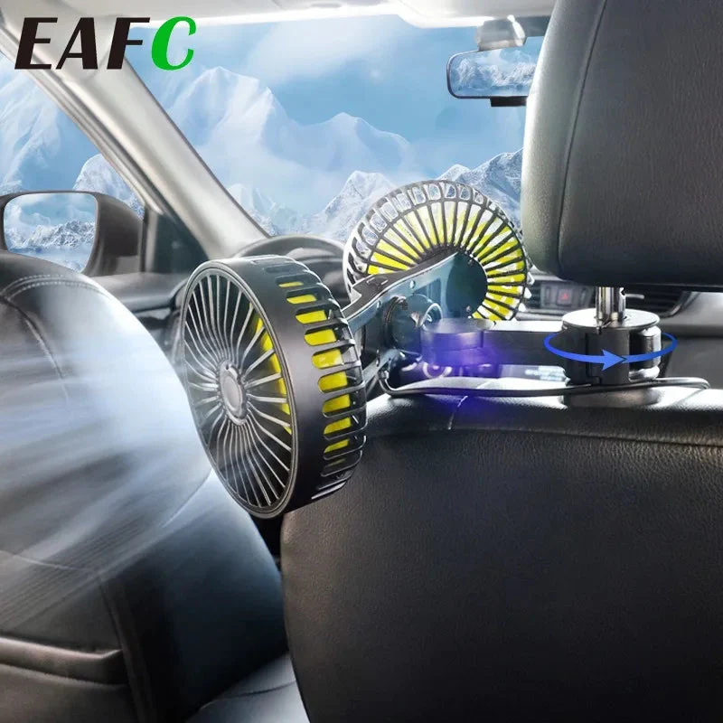 Car Cooling Fan for Backseat | Dual Fans, USB Powered | 3 Speeds | For Kids & Pets - Image 2