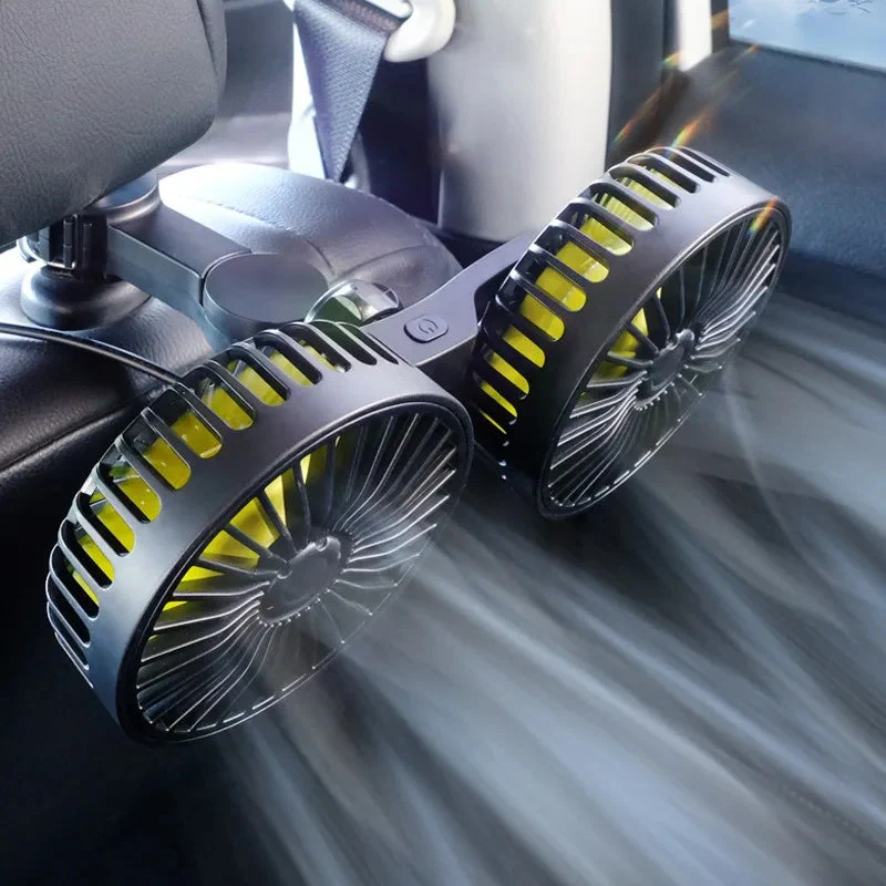 Car Cooling Fan for Backseat | Dual Fans, USB Powered | 3 Speeds | For Kids & Pets - Image 3