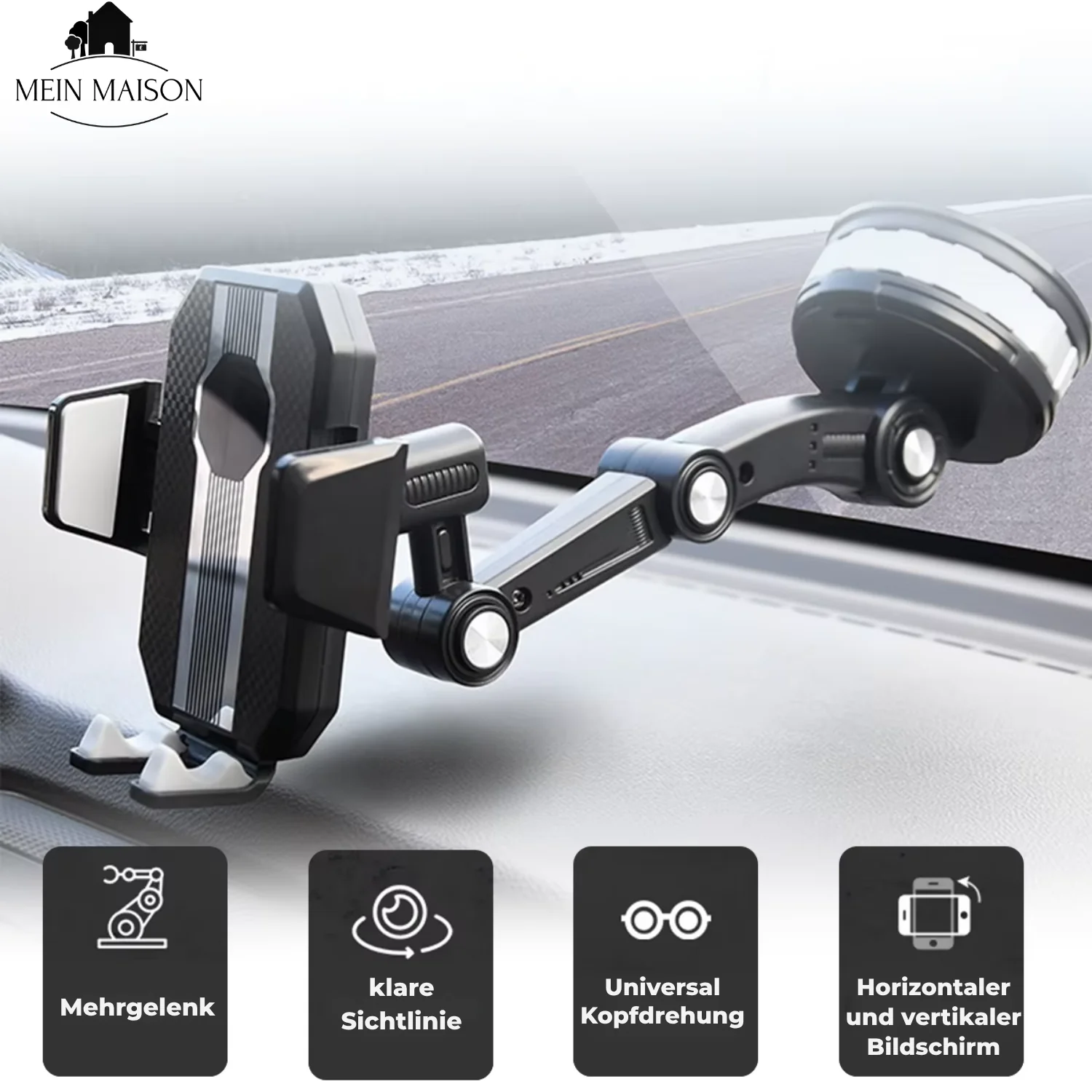 Car Phone Holder | Strong Suction Mount | 360° Rotation | One-Hand Operation - Image 2