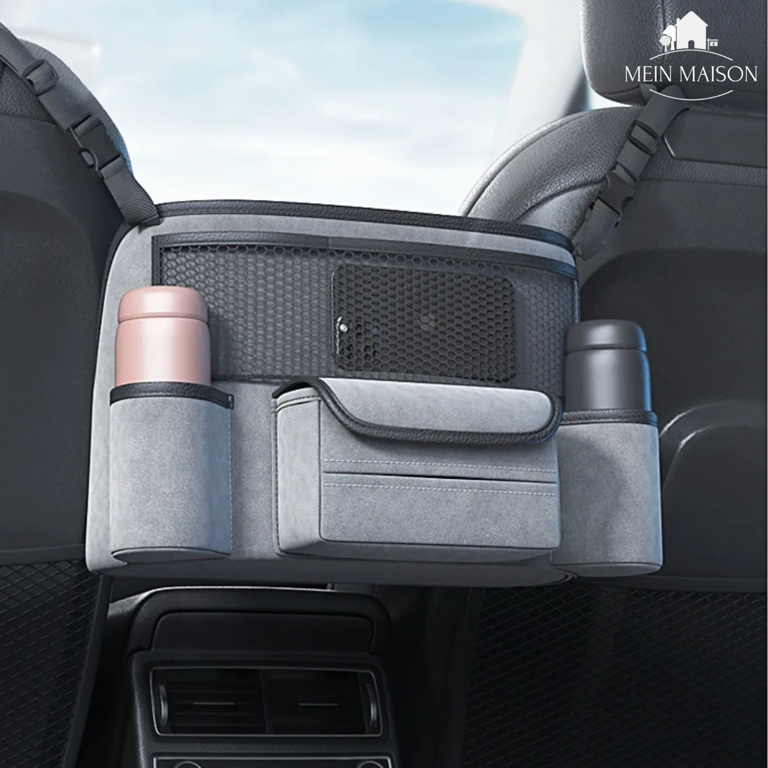 Car Seat Organizer | Multi-Compartment Storage & Phone/Bottle Pockets | Tool-Free Strap Installation - Image 2