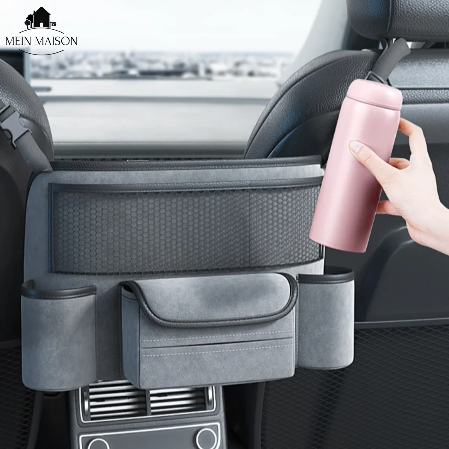 Car Seat Organizer | Multi-Compartment Storage & Phone/Bottle Pockets | Tool-Free Strap Installation - Image 5