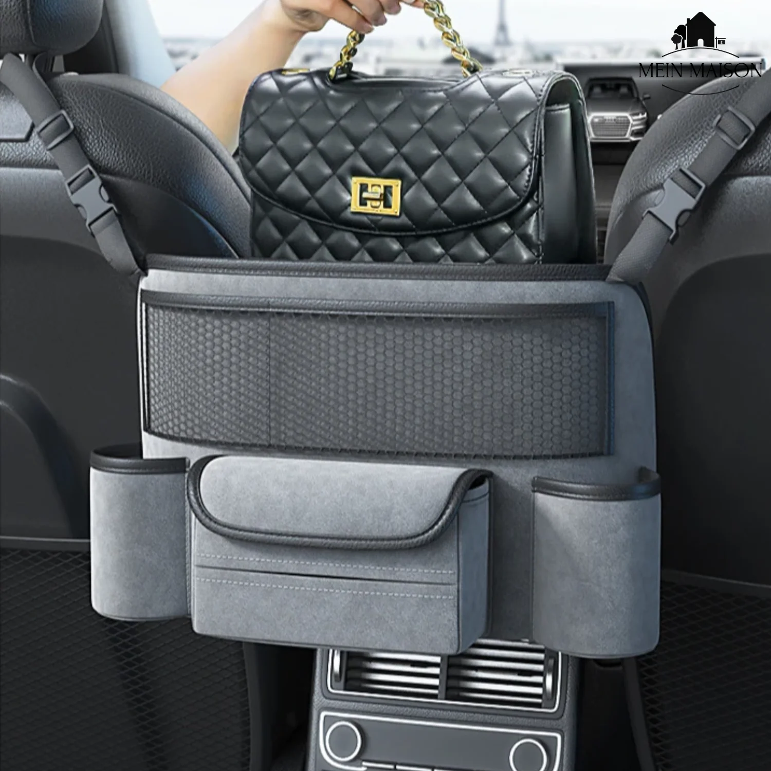 Car Seat Organizer | Multi-Compartment Storage & Phone/Bottle Pockets | Tool-Free Strap Installation - Image 7