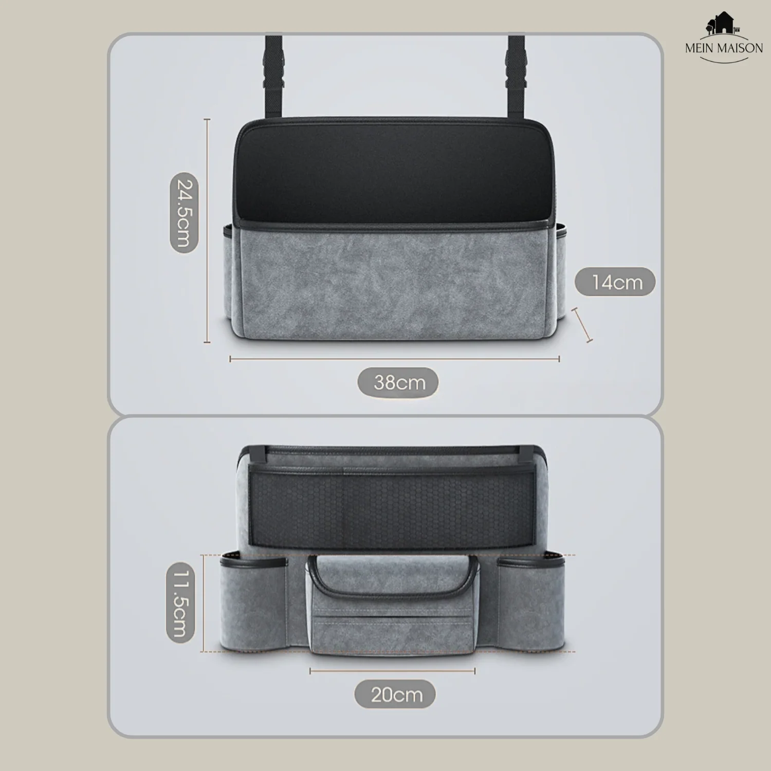 Car Seat Organizer | Multi-Compartment Storage & Phone/Bottle Pockets | Tool-Free Strap Installation - Image 9