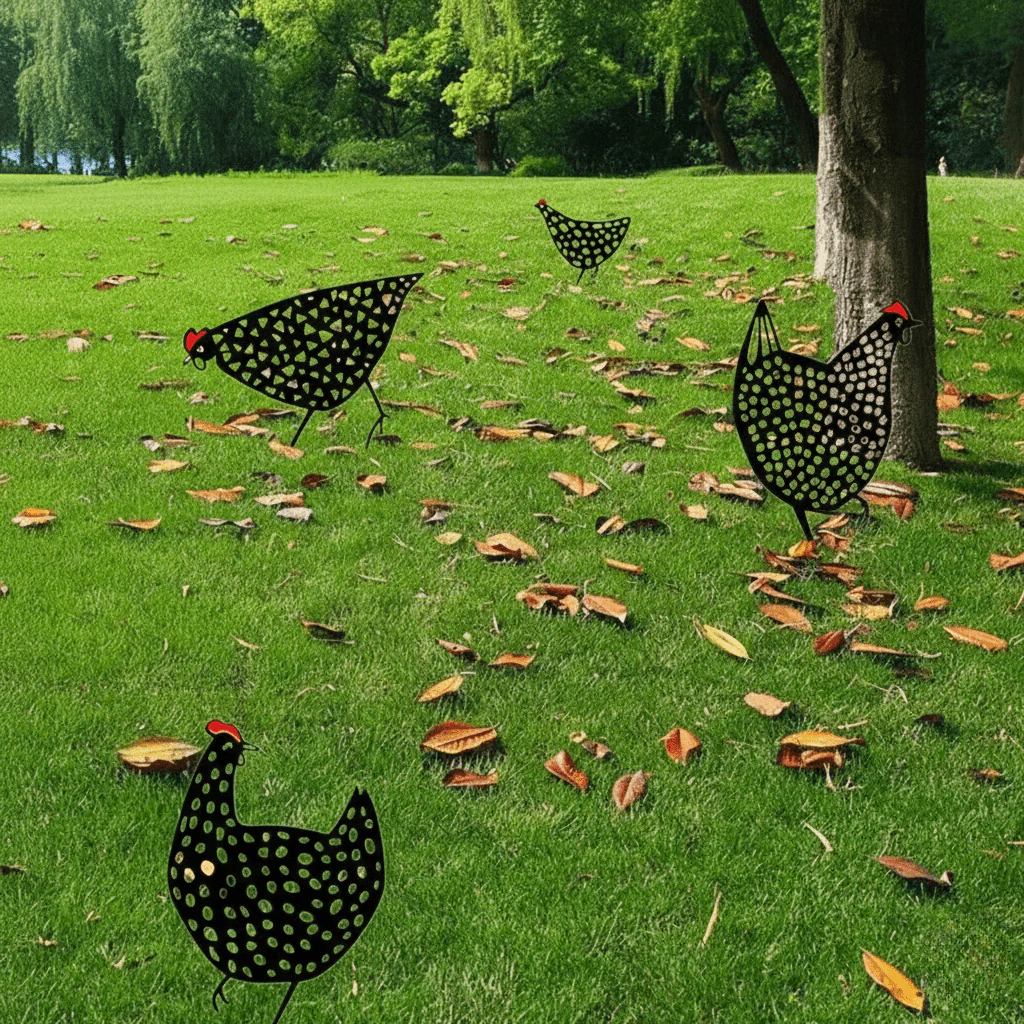 Chicken Garden Sculpture Set | Vintage Hand-Painted Design | Acrylic, Set of 5 - Image 2