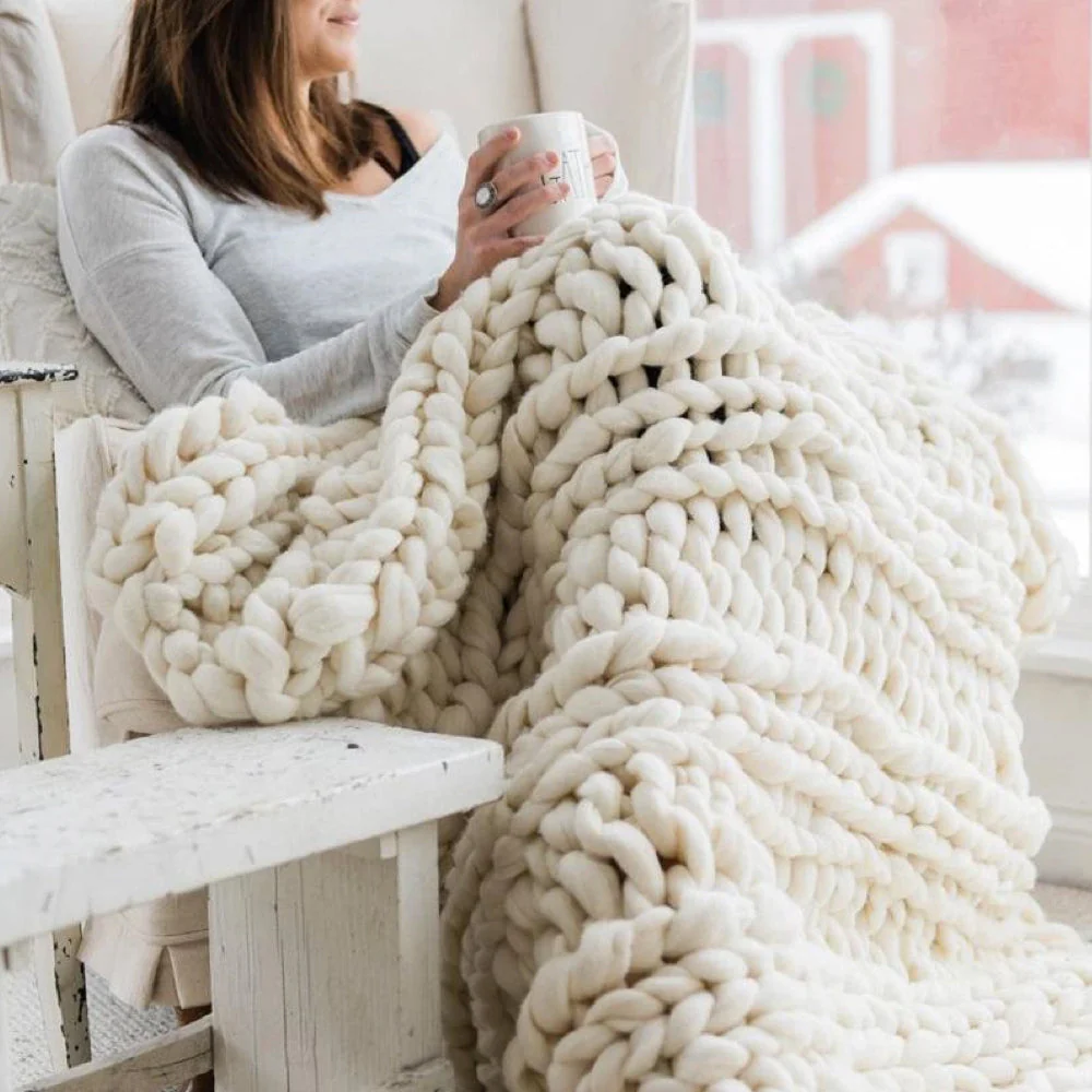 Chunky Knit Blanket | Extra Large & Warm | Soft, Easy-Care Fabric - Image 3