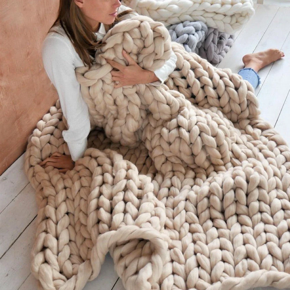 Chunky Knit Blanket | Extra Large & Warm | Soft, Easy-Care Fabric - Image 6