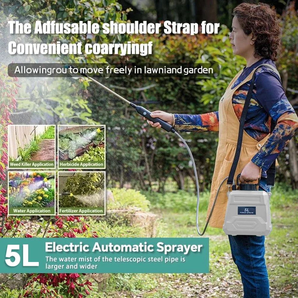 Cordless Sprayer | Auto Pump & 3-in-1 Nozzle | 5L Tank & USB Charging | Garden & Home - Image 2