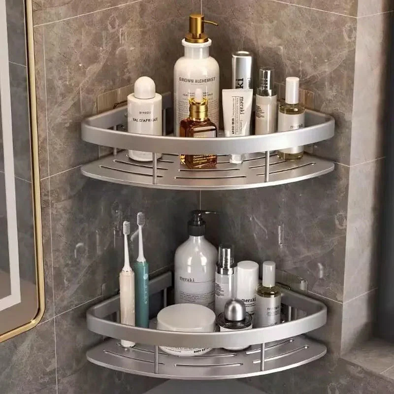 Corner Shower Shelf for Bathroom | No-Drill Adhesive Mount | Rustproof Aluminum | Space-Saving Design - Image 4