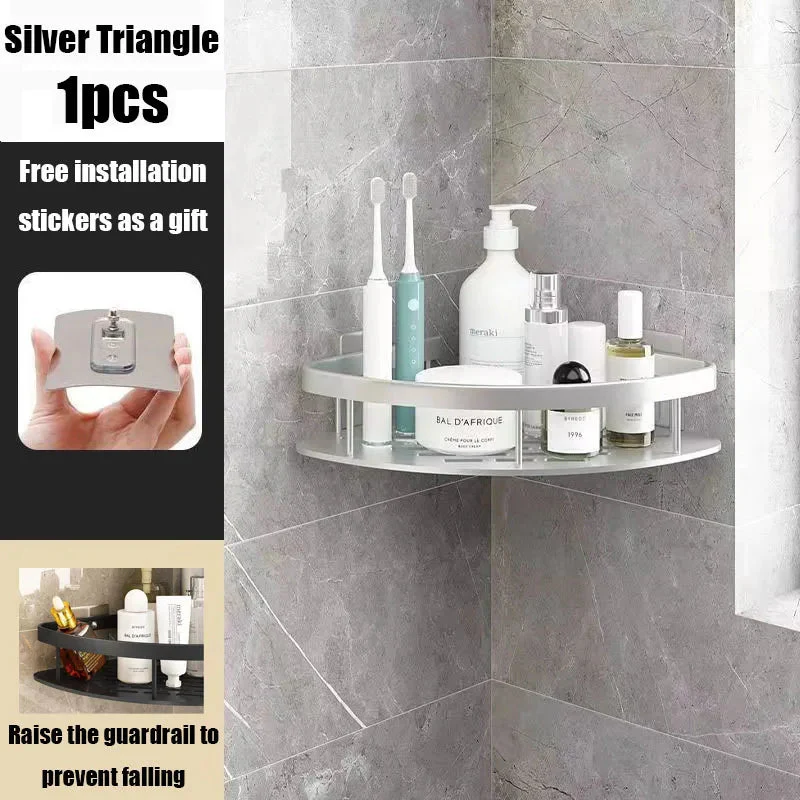 Corner Shower Shelf for Bathroom | No-Drill Adhesive Mount | Rustproof Aluminum | Space-Saving Design - Image 7