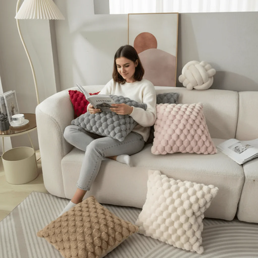 Cushion Cover | Fluffy 3D Texture | Cotton Blend - Image 3