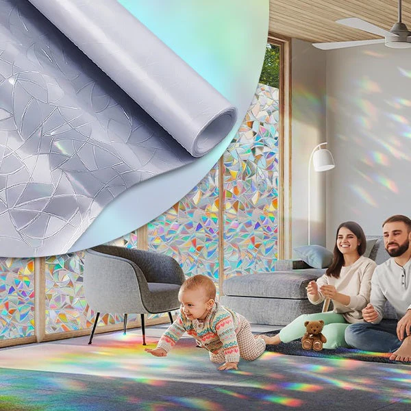 Decorative Window Film | Iridescent Rainbow Effect | Static-Cling & Reusable | UV Protection - Image 3