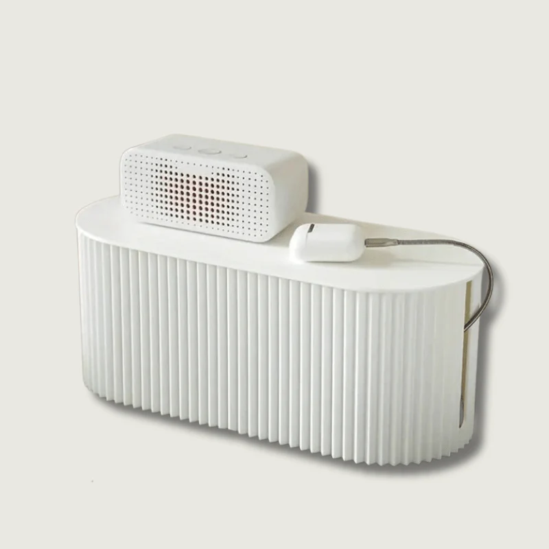 Desk Cable Organizer | Concealed Cable & Charger Storage | White | 30 x 11 x 13 cm