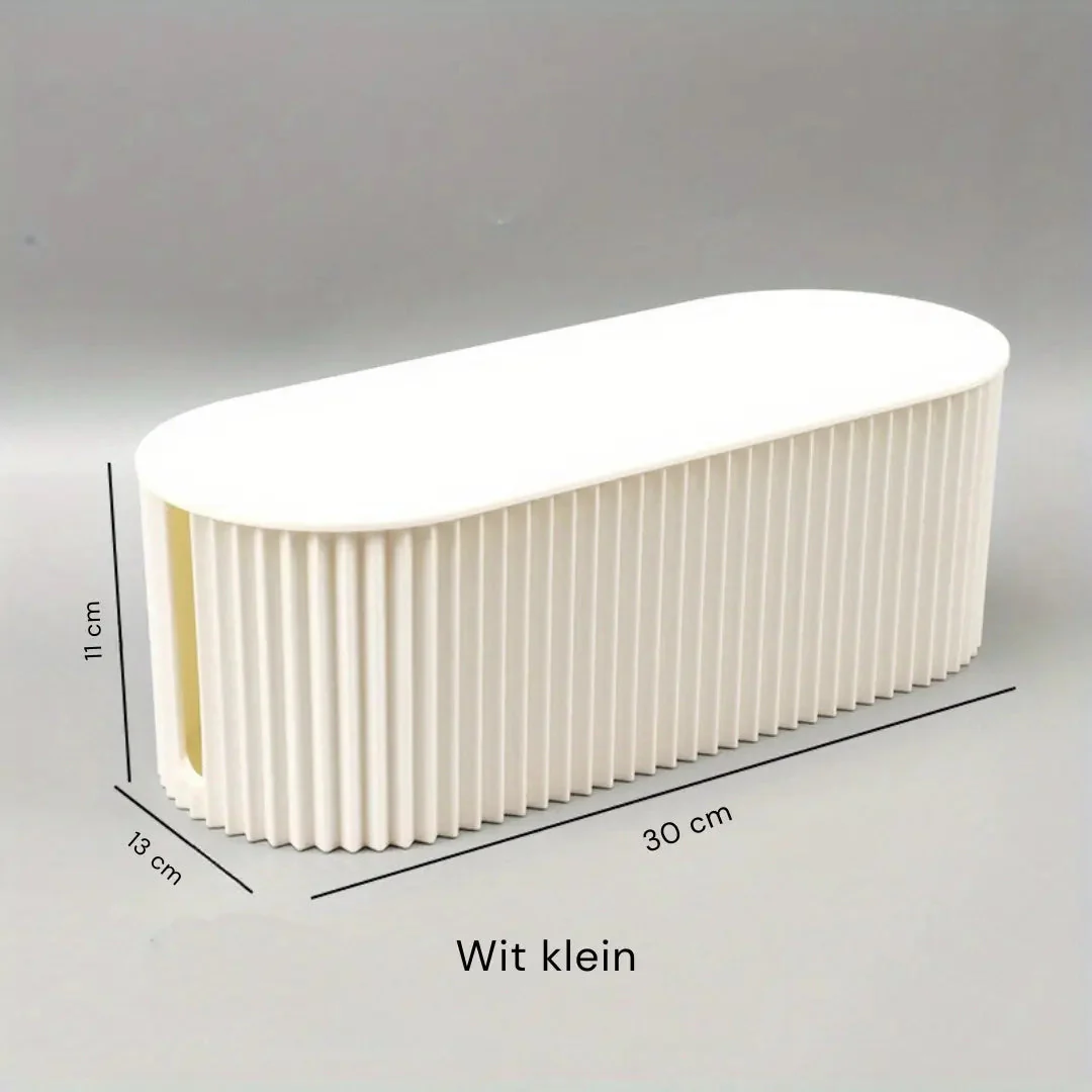 Desk Cable Organizer | Concealed Cable & Charger Storage | White | 30 x 11 x 13 cm - Image 3