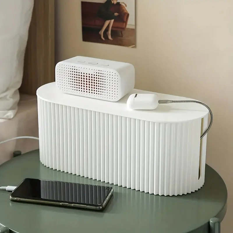 Desk Cable Organizer | Concealed Cable & Charger Storage | White | 30 x 11 x 13 cm - Image 4