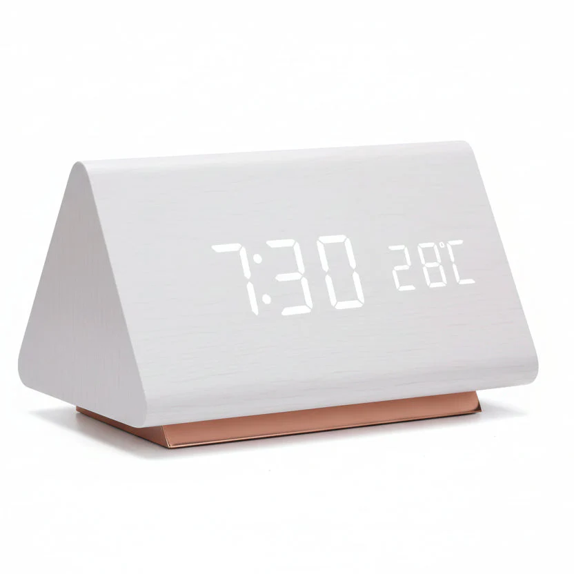 Digital Alarm Clock | Adjustable LED Display | Wood Finish & Temperature Display | 3 Alarms - Image 7