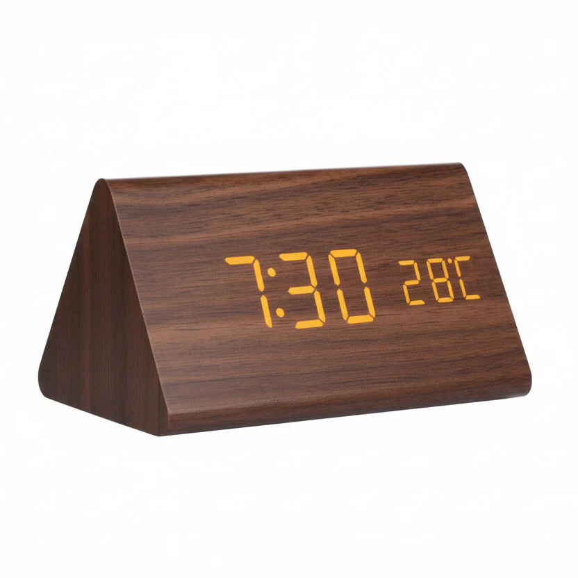 Digital Alarm Clock | Adjustable LED Display | Wood Finish & Temperature Display | 3 Alarms - Image 8