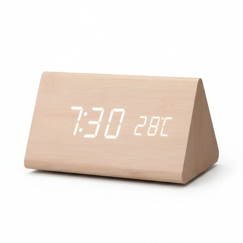 Digital Alarm Clock | Adjustable LED Display | Wood Finish & Temperature Display | 3 Alarms - Image 9