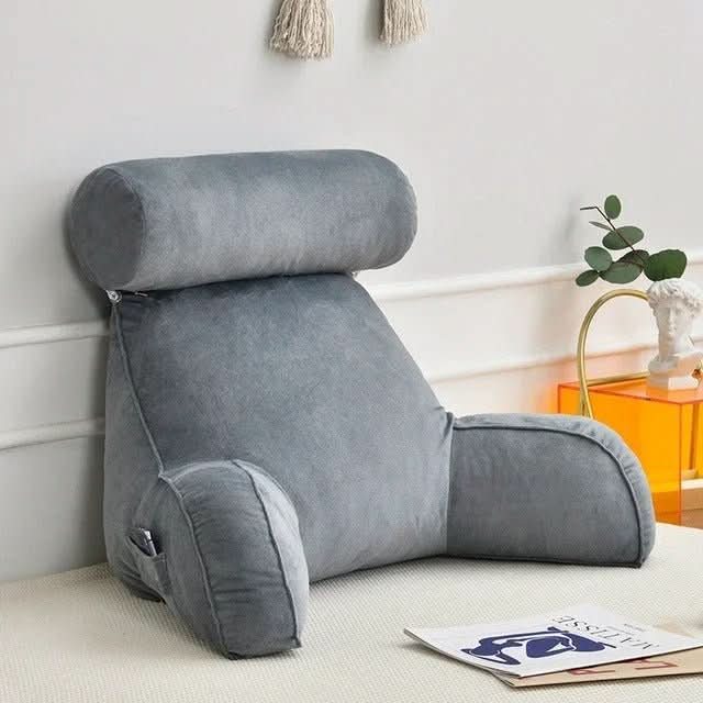 Ergonomic Backrest Pillow | Adjustable Headrest & Armrests | Velour Cover, Machine Washable