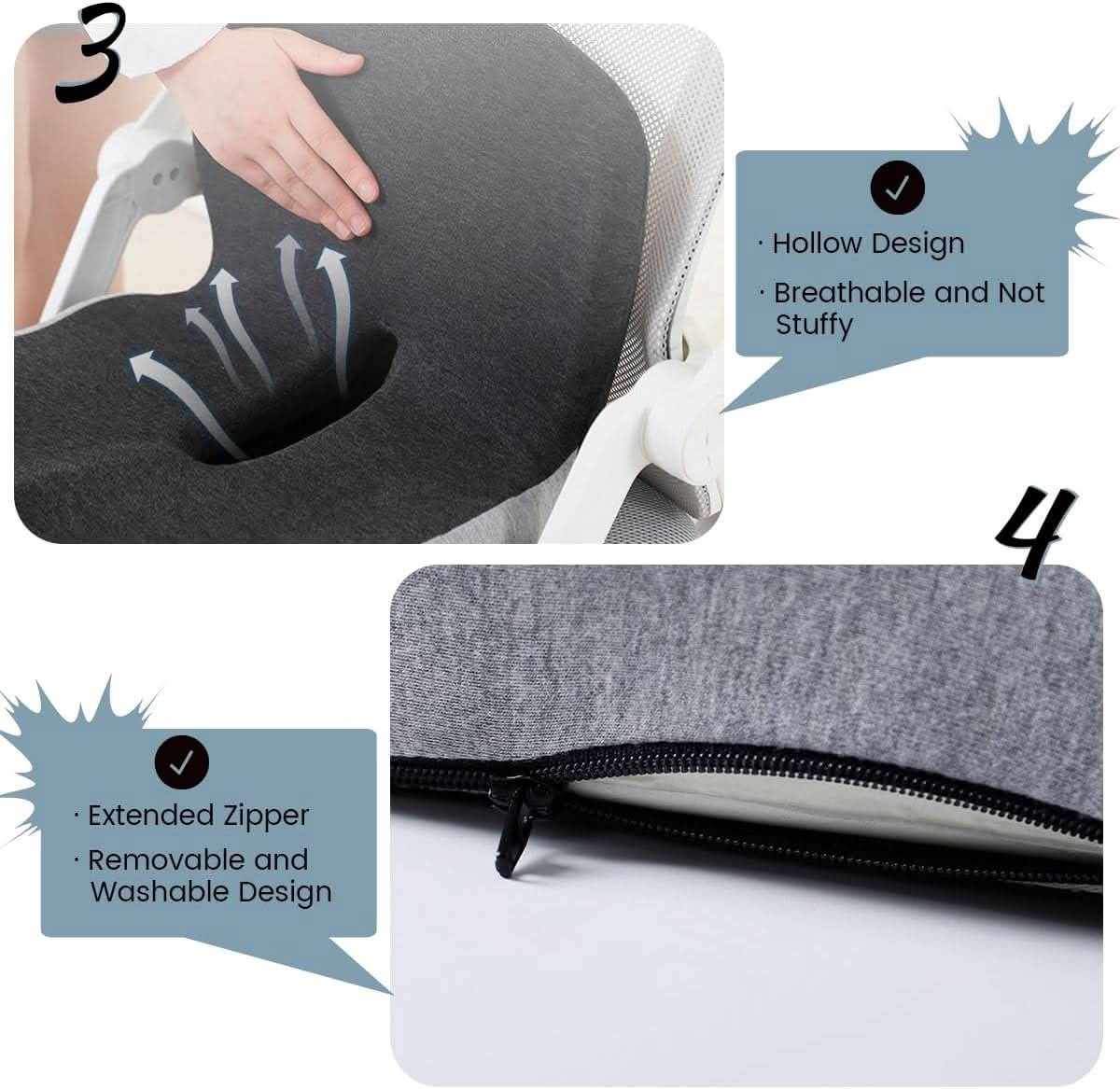 Ergonomic Seat Cushion | Contoured Memory Foam | Machine-Washable Cover & Non-Slip Base - Image 7