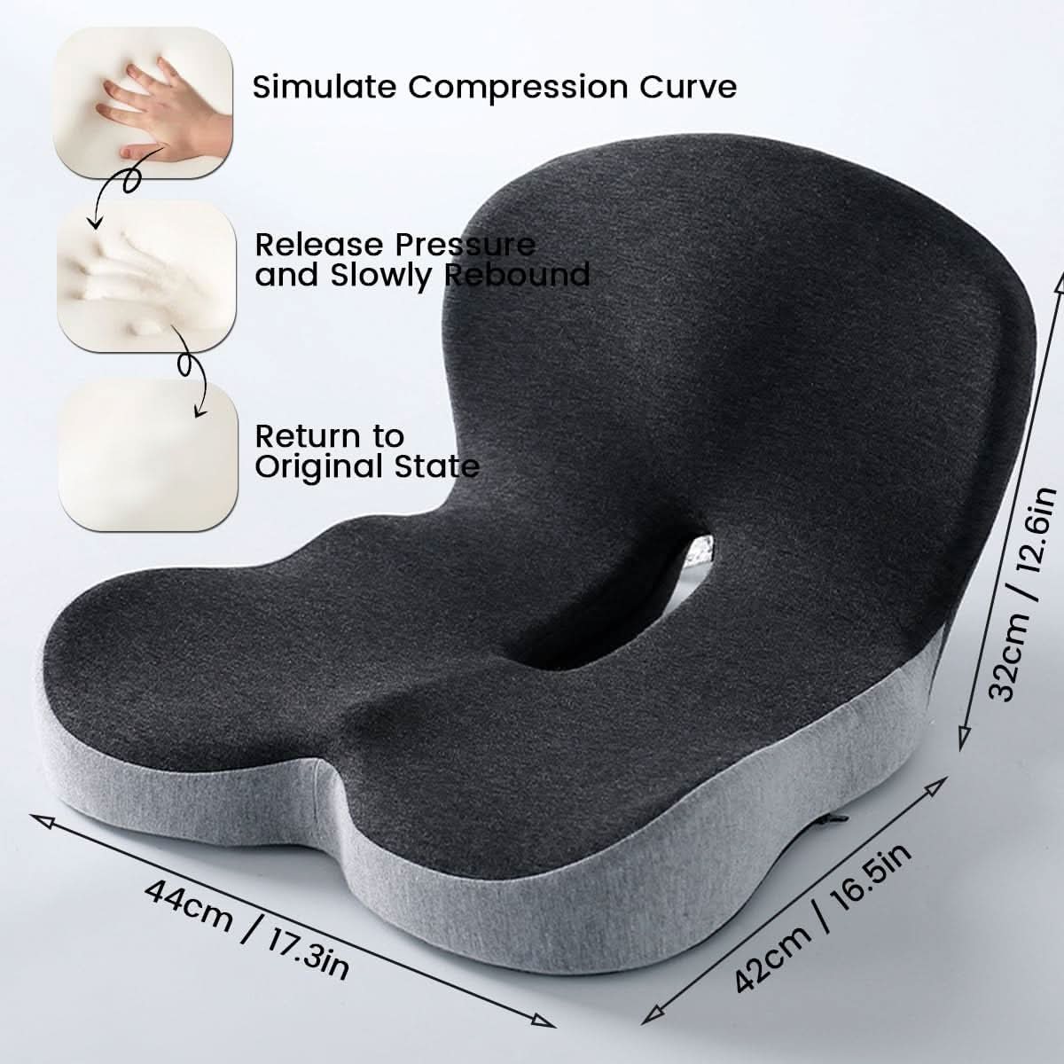Ergonomic Seat Cushion | Contoured Memory Foam | Machine-Washable Cover & Non-Slip Base - Image 9
