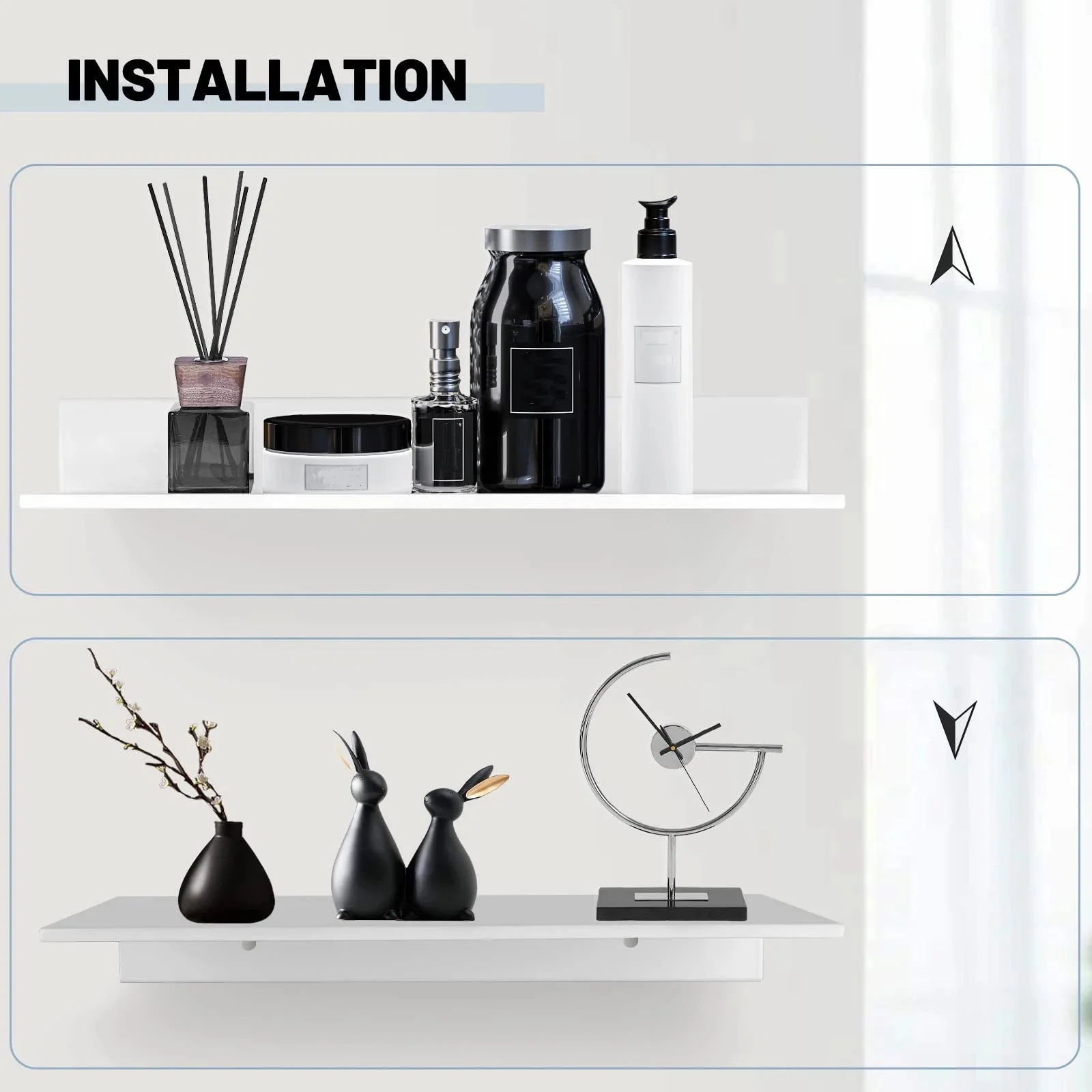Floating Wall Shelf | Minimalist Design | Powder-Coated Metal, Space-Saving - Image 4