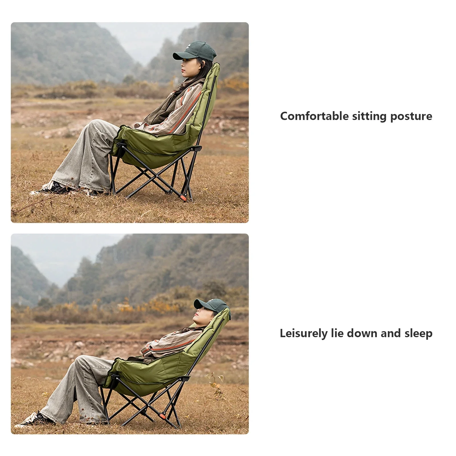 Foldable Camping Moon Chair | High-Back Adjustable Recliner | Hollow Cotton & Oxford Fabric - Image 5