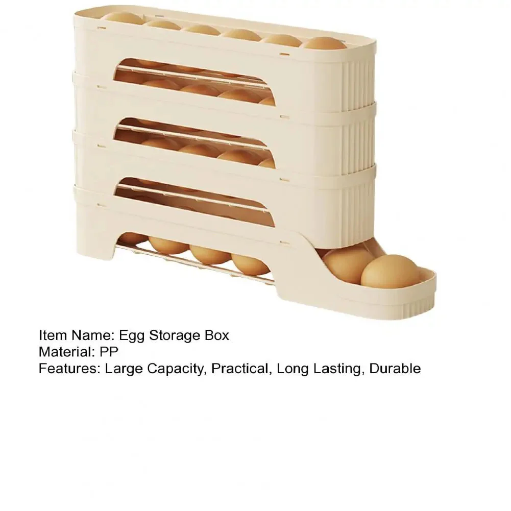 Fridge Egg Organizer | Self-Rolling Multi-Tier | Non-Slip Feet & Tool-Free Assembly | Space-Saving - Image 5