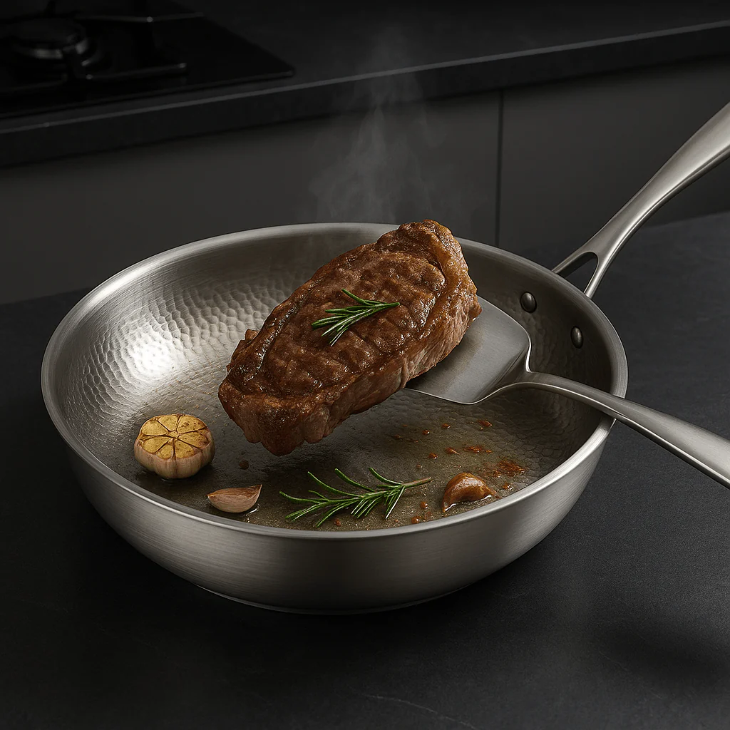 Frying Pan | Hammered Titanium Non-Stick | Compatible with All Cooktops | Dishwasher Safe - Image 3