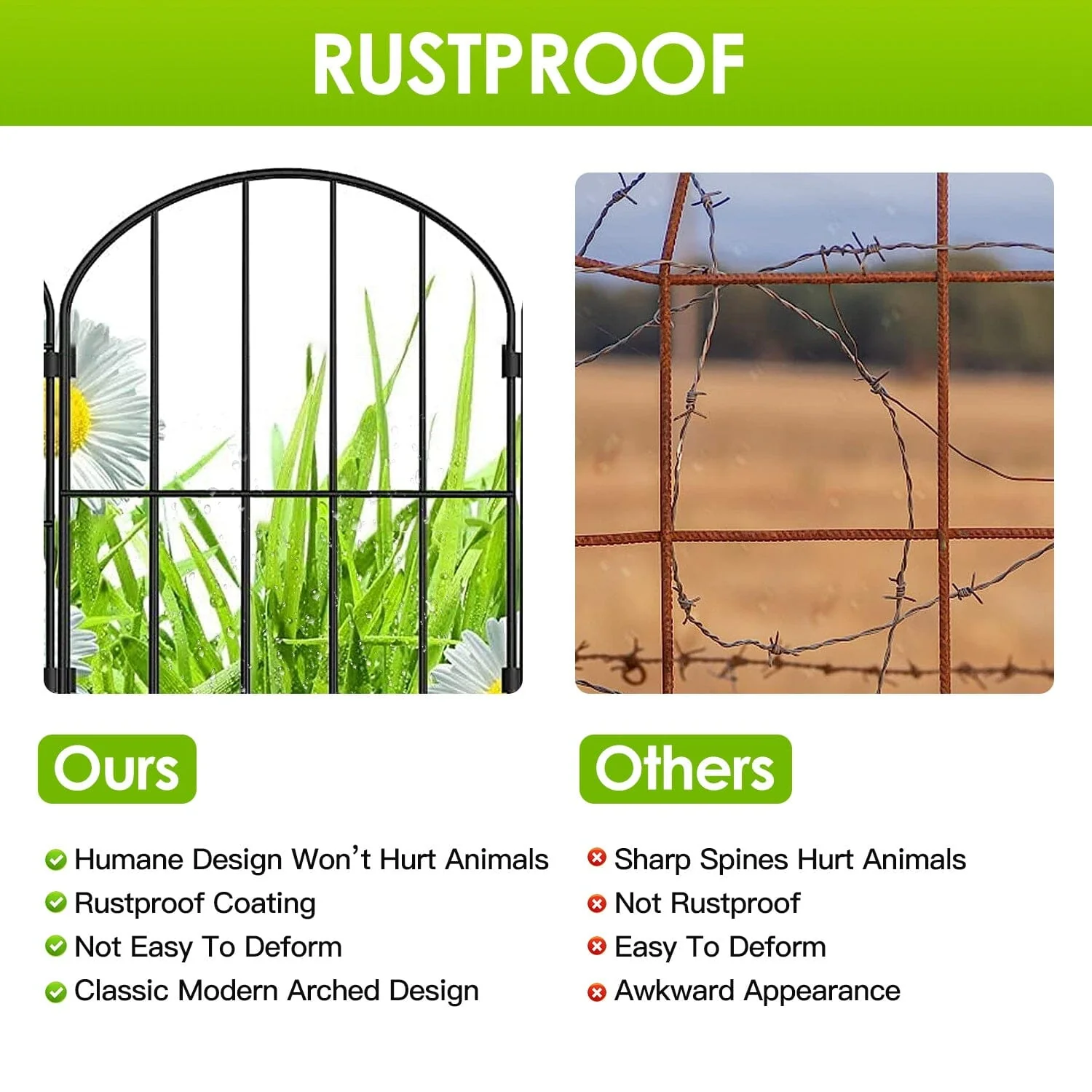 Garden Fence | Decorative Arched Panels, Stainless Steel | 10-Piece Set | Pet & Plant Protection - Image 4