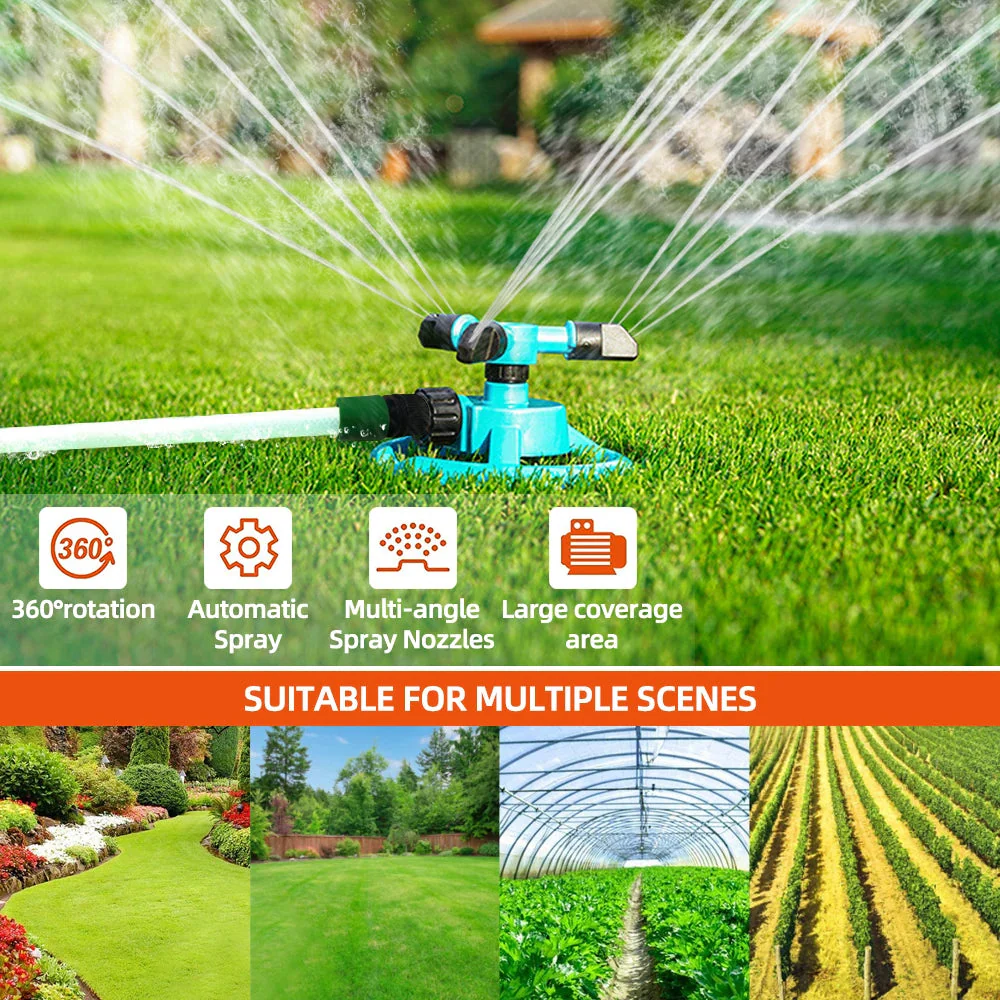 Garden Sprinkler | 360° Rotation System | Water-Saving Technology | For Lawn & Flower Beds - Image 2