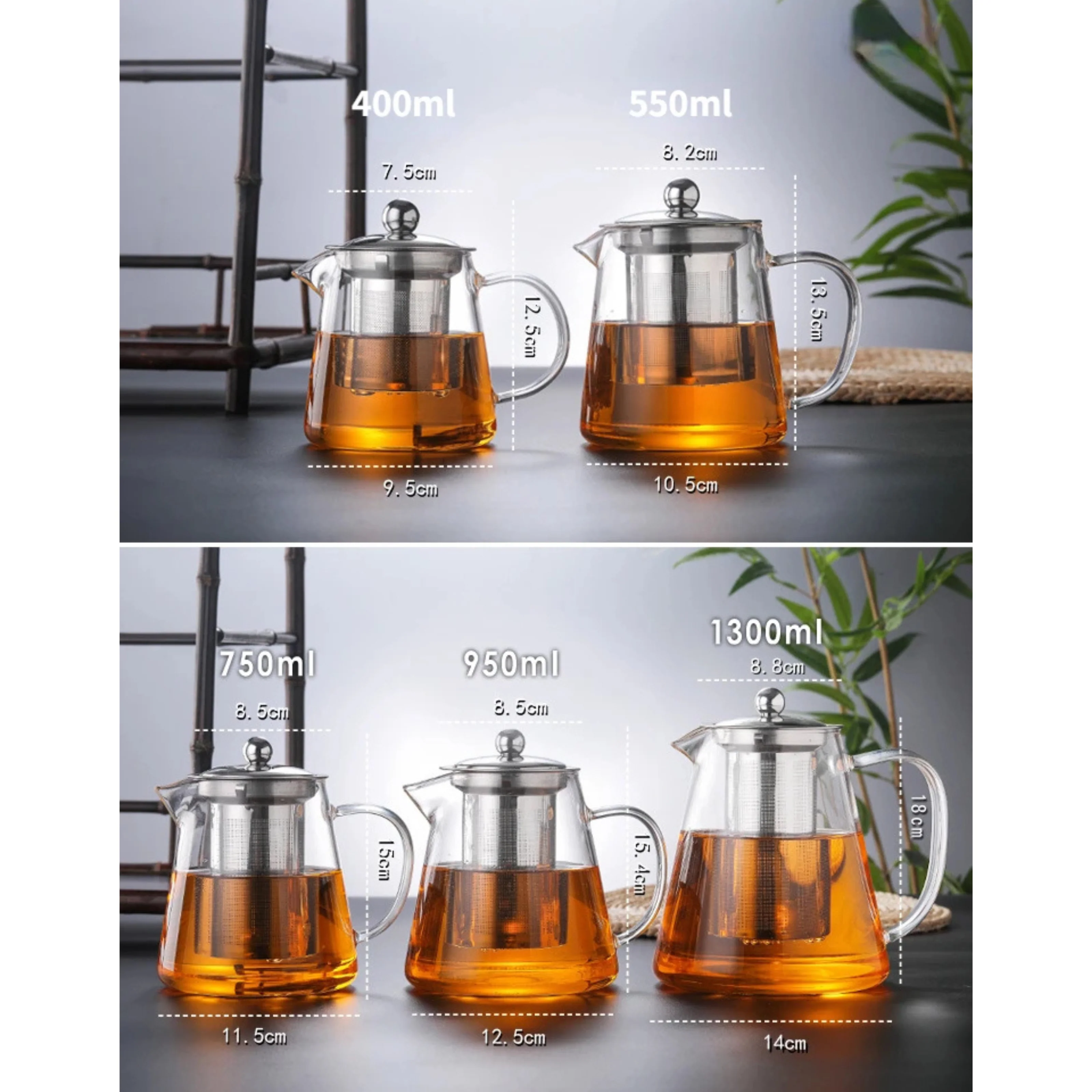 Glass Teapot | Hand-Blown Borosilicate | Stainless Steel Filter & Wood Lid | Heat Resistant - Image 10