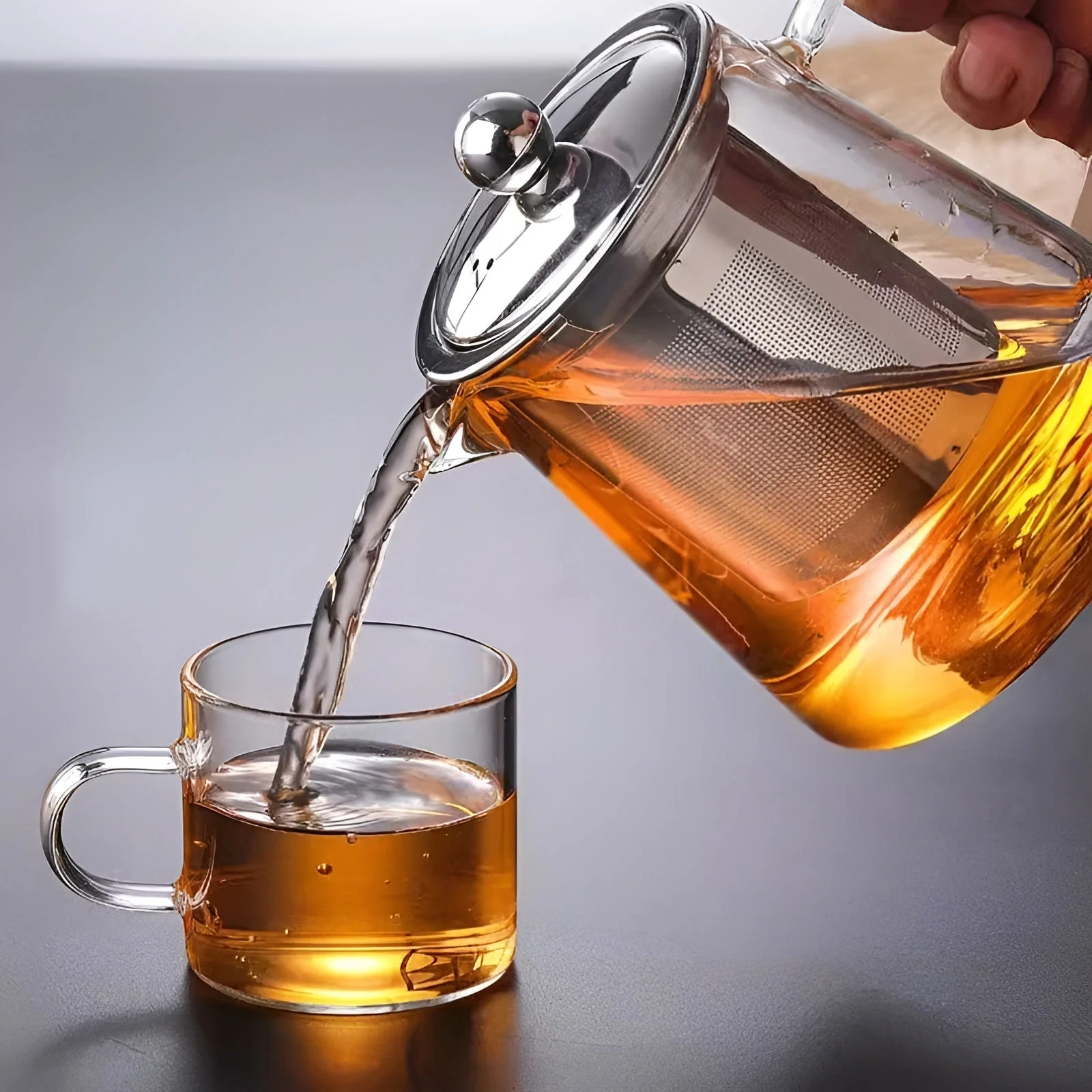 Glass Teapot | Hand-Blown Borosilicate | Stainless Steel Filter & Wood Lid | Heat Resistant - Image 6