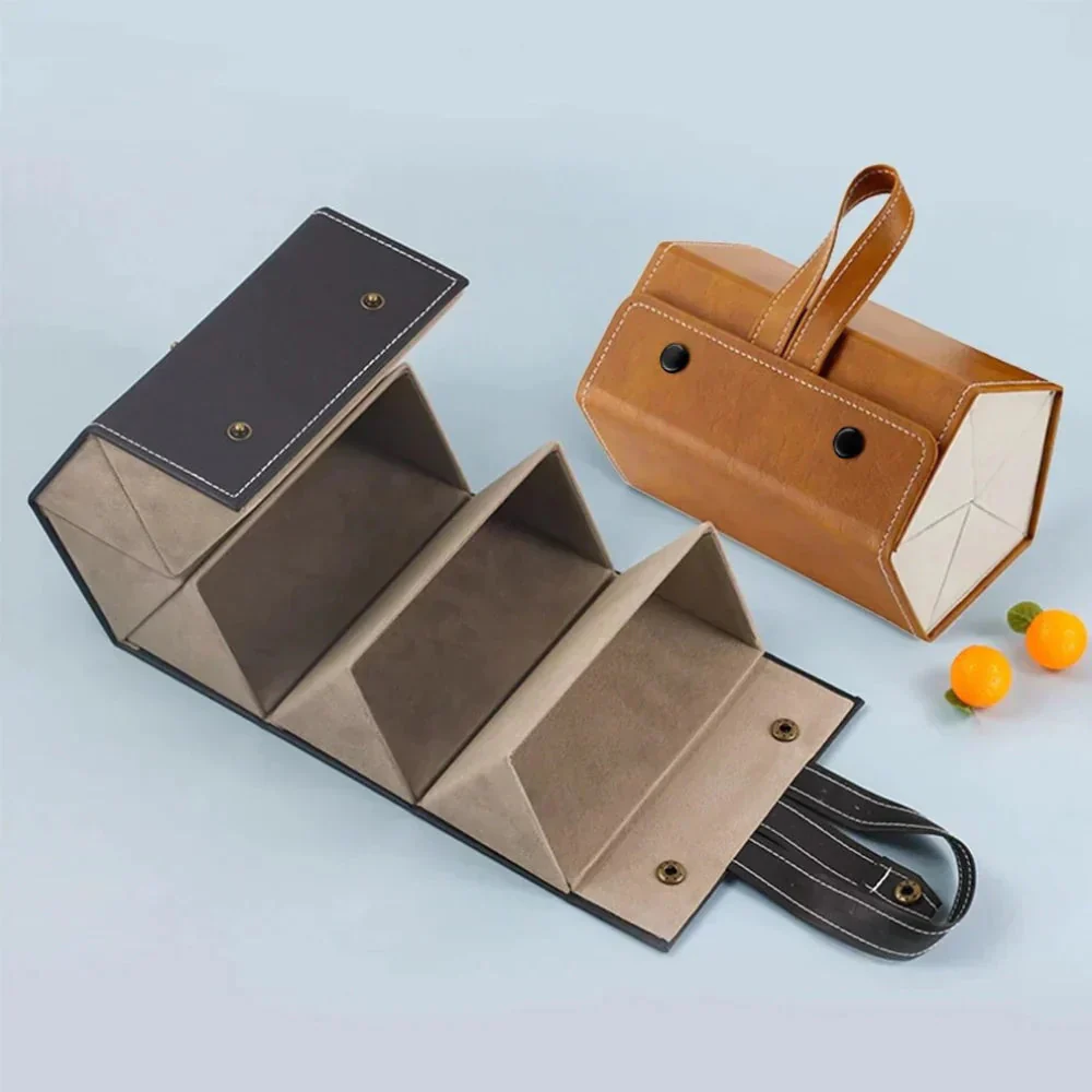 Glasses Organizer | Foldable Space-Saving Design | Up to 6 Compartments | Faux Leather - Image 3