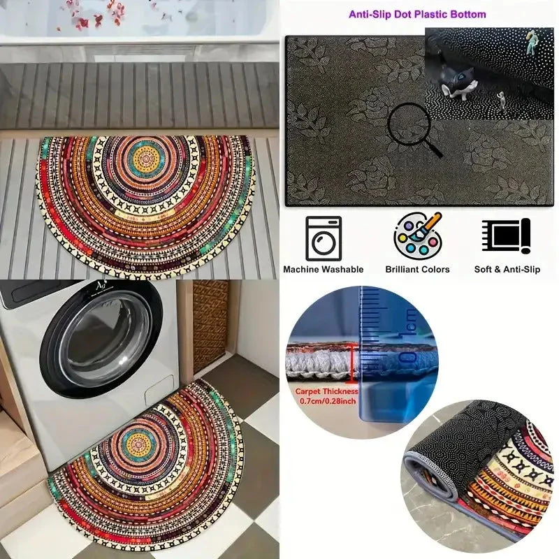 Half-Moon Doormat | Boho Design | Soft Textile & Non-Slip Backing | Low-Profile 0.4 in - Image 6